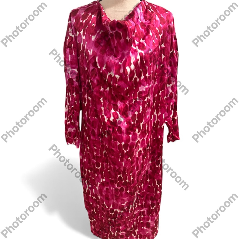 Rebecca Moses 100% Silk Pink Watercolor Shift Dress XL | Item 301